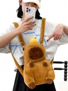 Mochila Peluche De Capybara - Café integral - Ver 3