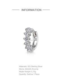 1PC 925 Sterling Silver Shining Cubic Zriconia Hoop Earrings 18K Gold Plated Upper Ear Cartilage Helix Studs For Women Daily Wear Wedding Party Valentine's Day