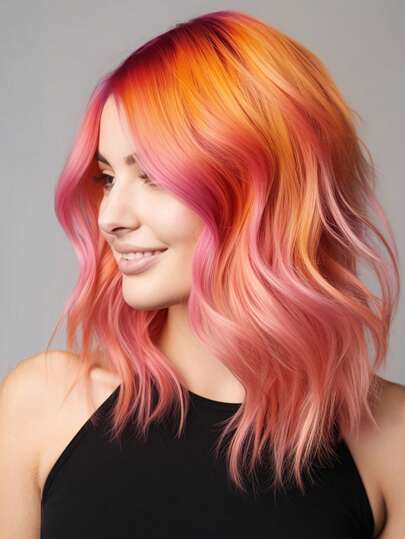 Billowig Elegant Pink Colorful Short Wavy Shoulder Length Bob Wig - Beginner Friendly, Natural Look Heat Resistant Fiber Synthetic Wig For Women Daily Wear, Valentine'S Day, Carnivals, Cosplay, Music Festival, Weddings And Balls