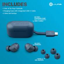JLab Go Pop+ True Wireless Bluetooth Earbuds + USB Charging Case, Dual Connect, IPX4 Sweat Resistance, Bluetooth 5.1 Connection, 3 EQ Sound Settings Signature, Balanced, Bass Boost - Navy+ - View 7