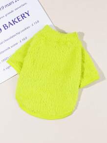 1 件苹果绿色双面蓬松有弹性柔软保暖高领宠物背心适合猫狗，室内和室外，秋冬季 - 綠色 - 查看 6