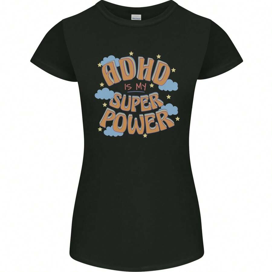 ADHD Is My Superpower Womens Petite Cut T-Shirt - Black - View 1