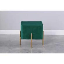 Ottoman Velvet Stool Set Of 2, Modern Emerald Green Vanity Stool Square, Contemporary Foot Stool Ottoman, Upholstered Foot Rest Ottoman Cube With Gold Metal Legs (Green) - Green - View 3
