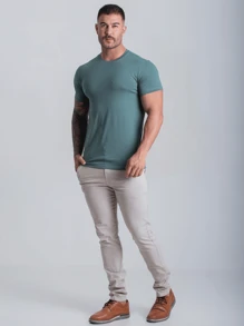Men's Basic T-Shirt Egyptian Cotton Premium Slim Fit Shirt - xanh quân đội - Xem 4