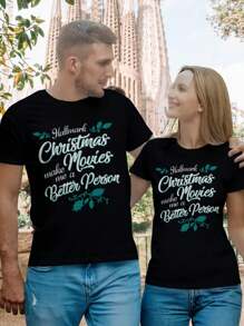 Lovers' Hallmark Christmas Movie T-Shirts Christmas Gifts For Women - 黑色 - 查看 1