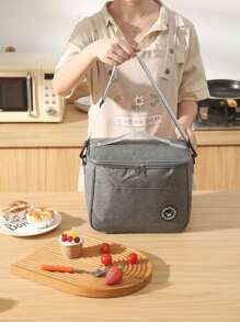 1 peça Bolsa de Almoço Isolada com Padrão de Urso - Caixa de Almoço Bolsa Térmica Macia Resfriadora para Homens e Mulheres Adultos, À Prova d'Água e Portátil para Escola e Escritório - Mantenha seus Alimentos Frescos e Saborosos (Cinza) Natal para Presente de Feriado