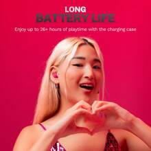 JLab Go Pop+ True Wireless Bluetooth Earbuds + USB Charging Case, Dual Connect, IPX4 Sweat Resistance, Bluetooth 5.1 Connection, 3 EQ Sound Settings Signature, Balanced, Bass Boost - Dark Pink+ - View 4