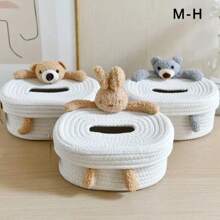 Caja de pañuelos de estilo nórdico creativo para almacenamiento en la sala de estar del hogar - Beis - Ver 2