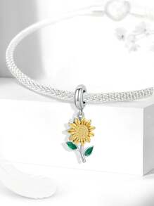 1 Peça Colar de Prata Esterlina 925 Pequena Concha de Girassol Fit para Braceletes e Pulseiras Femininas Jóias DIY e Combinação de Roupas Diárias Decoração de Jóias para Meninas