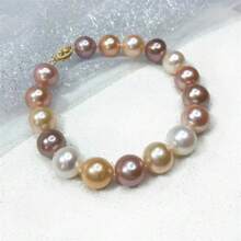 MYSOYA 10-11mm 天然彩色珍珠手链，配有精美礼品盒，适合送给他/她，适合日常佩戴、派对、生日、周年纪念日、婚礼、感恩节、圣诞节、新年、情人节 - 粉色 - 查看 7