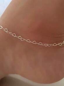 Heart Link Anklet Plated In 925 Silver And 18k Gold - 銀色 - 查看 6