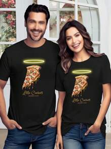 Lovers' Little Caesars Heavenly Slice Pizza T-Shirts For Ladies - Black - View 1