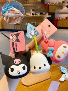 Sanrio 1/2 pezzi Accessori per borsa da viaggio a forma di personaggio Ciao Kitty Kawaii in silicone, per Kuromi My Melody Cinnamoroll Pompom Purin e Pochacco - Design durevole, resistente all'acqua e facile da pulire