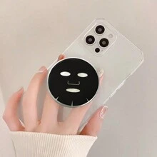 Mask Transparent Mobile Phone Airbag Holder Retractable 3cm Paste Slouchy Artifact Creative Compatible With IPhone, Android Phone, Gift For Birthday, Family, Friends Push-Pull Phone Grip, Phone Holder, Phone Accessories