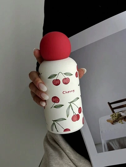 1 件 350 毫升不锈钢双层保温水瓶，樱桃红色，适用于户外、办公室、家庭、学校、汽车、生日、节日、母亲节、父亲节、返校、情人节返校