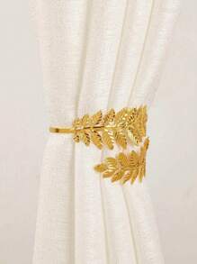 1 pieza/2 piezas Anillos de cortina de metal con diseño de hoja, sujetadores de cortina de estilo bohemio de aleación metálica con hojas, sujetadores decorativos y elegantes, clips de cortina de metal con diseño de hoja de trigo, adecuados para regalos de Navidad, San Valentín, Acción de Gracias, Halloween, Año Nuevo y cumpleaños