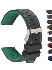 1pc Men Silicone Sports Leisure Style Watch Band Quick Release Sport Strap 20mm 22mm 24mm Watch Strap Watch Replacement Watchband,Breathable Exercise Wristband Accessories,Great Gift For Christmas,Birthday,Back To School Gifts,Suitable For Outdoor Activities,Daily Wear,Travel,Workout Essentials