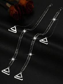 2pcs/Pair Adjustable Rhinestone Bra Straps Anti-Slip Metal Shoulder Straps Bra Accessories For Women Wedding Bikini Dress Bra Straps For Rave - Multicolor - View 7