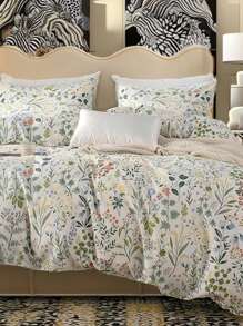 Vclife Vintage Floral Comforter Set Four Sizes, All Seasons Muslin Cotton Bedding Set, 3 Pieces Farmhouse Shabby Chic Jacquard Floral Comforter Set Perfect For Women And Men - 化纖印花被子-玲瓏+淺綠 - 查看 7