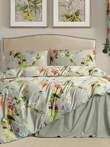 Vclife Vintage Floral Comforter Set Four Sizes, All Seasons Muslin Cotton Bedding Set, 3 Pieces Farmhouse Shabby Chic Jacquard Floral Comforter Set Perfect For Women And Men - 化纖印花被子-美式花鳥 - 查看 3