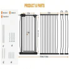 Puerta de seguridad para bebés extra ancha, extra ancha, extra alta, para escaleras, puertas, puertas de seguridad interiores de metal negro con tensión y montaje a presión, de 67 a 71,5 pulgadas - Negro - Ver 3