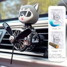 Wind Rotating Propeller Cool Fun Bear Pilot Car Air Fresheners Cartoon Dog Husky Vehicle Air-Conditioning Vent Clip Perfume Airplane Automotive Fragrance Diffuser Aromatherapy Ornaments Fan Aroma Pendant Windmill Outlet Interior Accsesories Decorations For Men Scent Flavor Fresh Smell Gifts Birthday Graduation