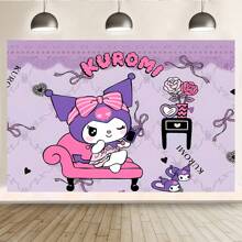 Sanrio 1 Pezzo Di Sfondo Decorativo Per Festa Di Compleanno A Tema cartoni animati Kuromi Viola Di Sanrio, Decorazioni Per Doccia, Decorazioni Per Camera Da Letto, Telo Da Parete, Sfondi Fotografici, Dimensioni 210 x 150 x 100 cm / 100 x 75 cm