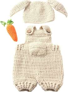 Newborn Photography Props Baby Bunny Rabbit Crochet Knitted Outfits Newborn Baby Diaper Costume Boys Girls Overalls Baby Shower Easter Gifts Things For Girls/Boys