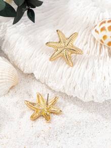1 对女士夏日海滨星形耳环 - 金色 - 查看 4