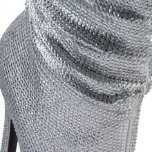 Women's Dress Boots With Rhinestones And Fish Mouth, Metallic Finish And High Heel, Silver Color, Mod. 1090047 - 銀色 - 查看 5