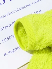 1 件苹果绿色双面蓬松有弹性柔软保暖高领宠物背心适合猫狗，室内和室外，秋冬季 - 綠色 - 查看 7