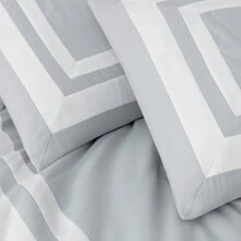 Wyatt 7-Piece Square Pattern Hotel Style Bed In A Bag Comforter Set With Bed Sheets - Silver/White - View 3
