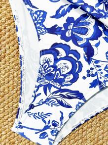 Maillot de bain une pièce avec imprimé floral sexy, froncé et croisé, parfait pour les vacances d'été à la plage