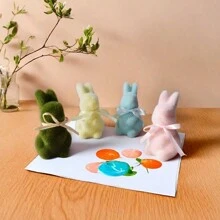 Easter Bunny Decor With Fluffy Moss - Adorable Tabletop Home Decoration, Easter Gift, Cute Spring Decor For Living Room Desktop - Multicolor - View 3