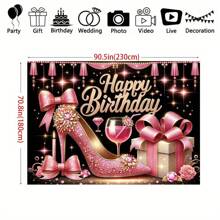 Dienalls Glitter Rose Gold Birthday Background, Shiny Heels And Champagne Glasses, Adult Female Photography Backdrop, Party Decoration Banner, New Year, Mother's Day And General Holiday Photo Backdrop - Easy To Set Up And Store, Adds Perfect Ambiance And Atmosphere! Tablecloth, Curtain