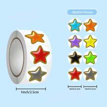 Rollo de 500 pegatinas de la popular serie de estrellas de cinco puntas de colores para decoración de teléfonos móviles, tazas y manualidades DIY de PVC