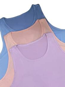 Set básico casual de 3 piezas para tallas grandes, camiseta sin mangas y bata de noche de unicolor de cuello redondo para primavera/verano, para vacaciones
