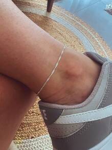 Tornozeleira Minimalista Veneziana em Prata 925 - Prata - Visão 3