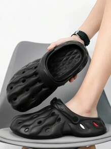 2024 男士新款白色软底防滑休闲户外拖鞋 - 黑色 - 查看 2