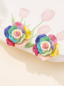 1 对优雅可爱的亚克力豹纹玫瑰花耳环，适合女士佩戴，适合情人节、生日、约会、派对、节日、日常佩戴、妈妈、母亲、母亲节、礼物