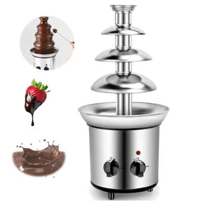 Fuente de Chocolate eléctrica, Fuente de Chocolate de 4 Capas, Acero Inoxidable de 4 Capas para Suministros de Boda Resturant Home Party Birthday Decoraion