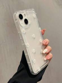 Flower 1pc Air Cushion White Daisy Design Shockproof TPU Phone Case Compatible With Iphone 16,15,14,13,12,11 Pro Max, Series