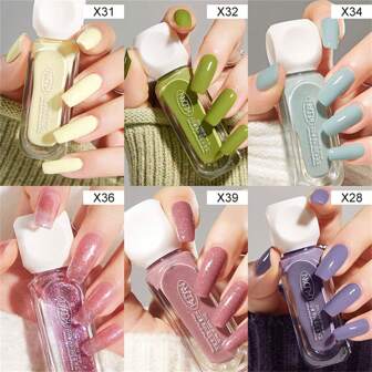 6PCS/Set 10ml Peelable Water-Based Nail Polish, Geurloos, Free Baking Snel drogend Langdurig Gezond en Verhelderend Effect Nagellak Voor Salon DIY Thuis, Multicolor voor Keuze