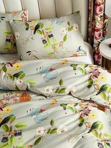 Vclife Vintage Floral Comforter Set Four Sizes, All Seasons Muslin Cotton Bedding Set, 3 Pieces Farmhouse Shabby Chic Jacquard Floral Comforter Set Perfect For Women And Men - 化纖印花被子-美式花鳥 - 查看 6