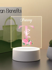 1pc Custom Name Creative Flower Initials Gift 3D Light Illusion LED Night Light Warm Light Birthday Gift Gift Wedding Gift - 3mm Small Square-26 Letters - View 22