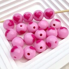 12mm 30pcs Colorful Heart Shaped Acrylic Ball Bracelet Necklace Phone Chain DIY Jewelry Accessories Material Gift Girl Valentines