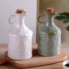 1pc Handmade Ceramic Oil Bottle, European Kitchen Decoration, Oven Resistant, Creative Handmade Texture Design, Suitable For Home, Hotel And Household Use - Soy Sauce And Vinegar Pot