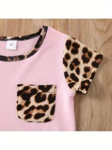 2Pcs Toddler Baby Girl Boy Leopard T-Shirt Short Sleeve Tee Tops And Shorts Pants Summer Outfits Set