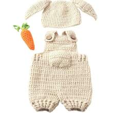 Newborn Photography Props Baby Bunny Rabbit Crochet Knitted Outfits Newborn Baby Diaper Costume Boys Girls Overalls Baby Shower Easter Gifts Things For Girls/Boys