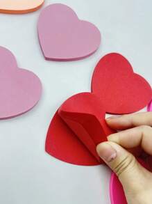 100pcs Heart-Shaped Sticky Notes, Pink Heart Memo Pads, Popular Back To School Student Memo Books, Fridge Stickers